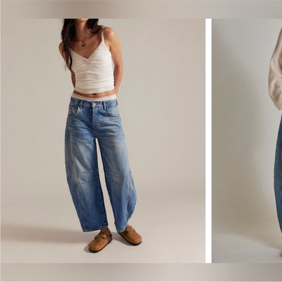 NWOT Free People We The Free Good Luck Mid-Rise Barrel Jeans ultra high beam 26 - Picture 6 of 16